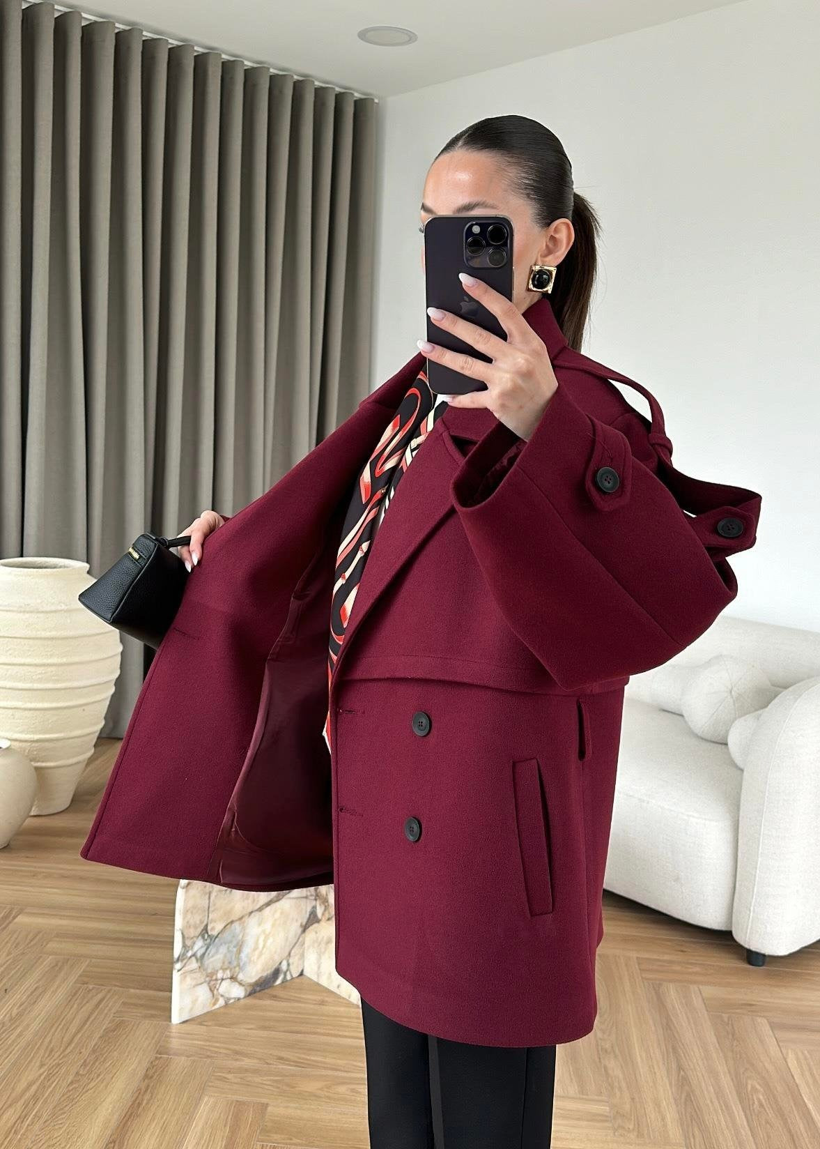 Ara Boy Kaşe Kaban BORDO