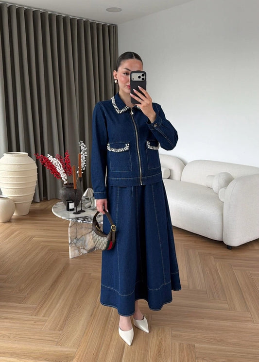 İncili Denim Takım LACİVERT