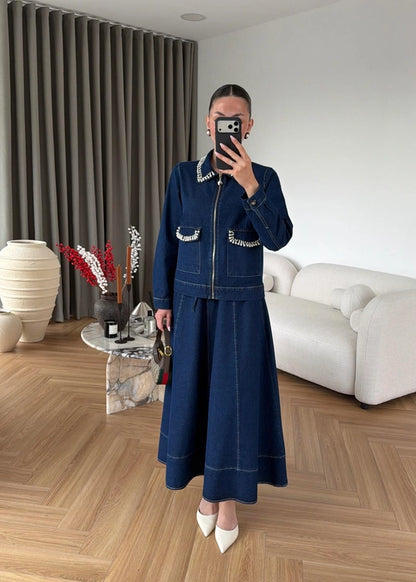 İncili Denim Takım LACİVERT
