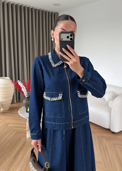 İncili Denim Takım LACİVERT