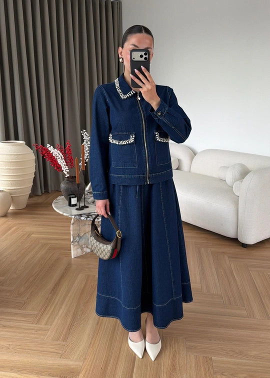İncili Denim Takım LACİVERT