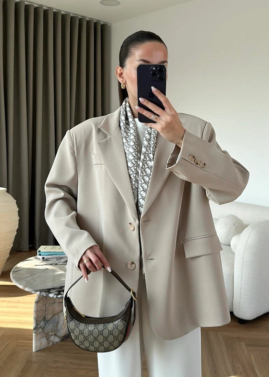 Süs Cepli Oversize Ceket TAŞ